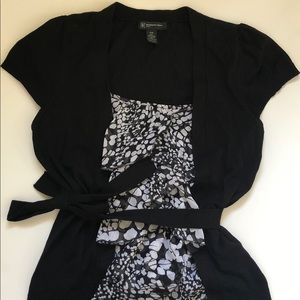 Black and white wool petite blouse